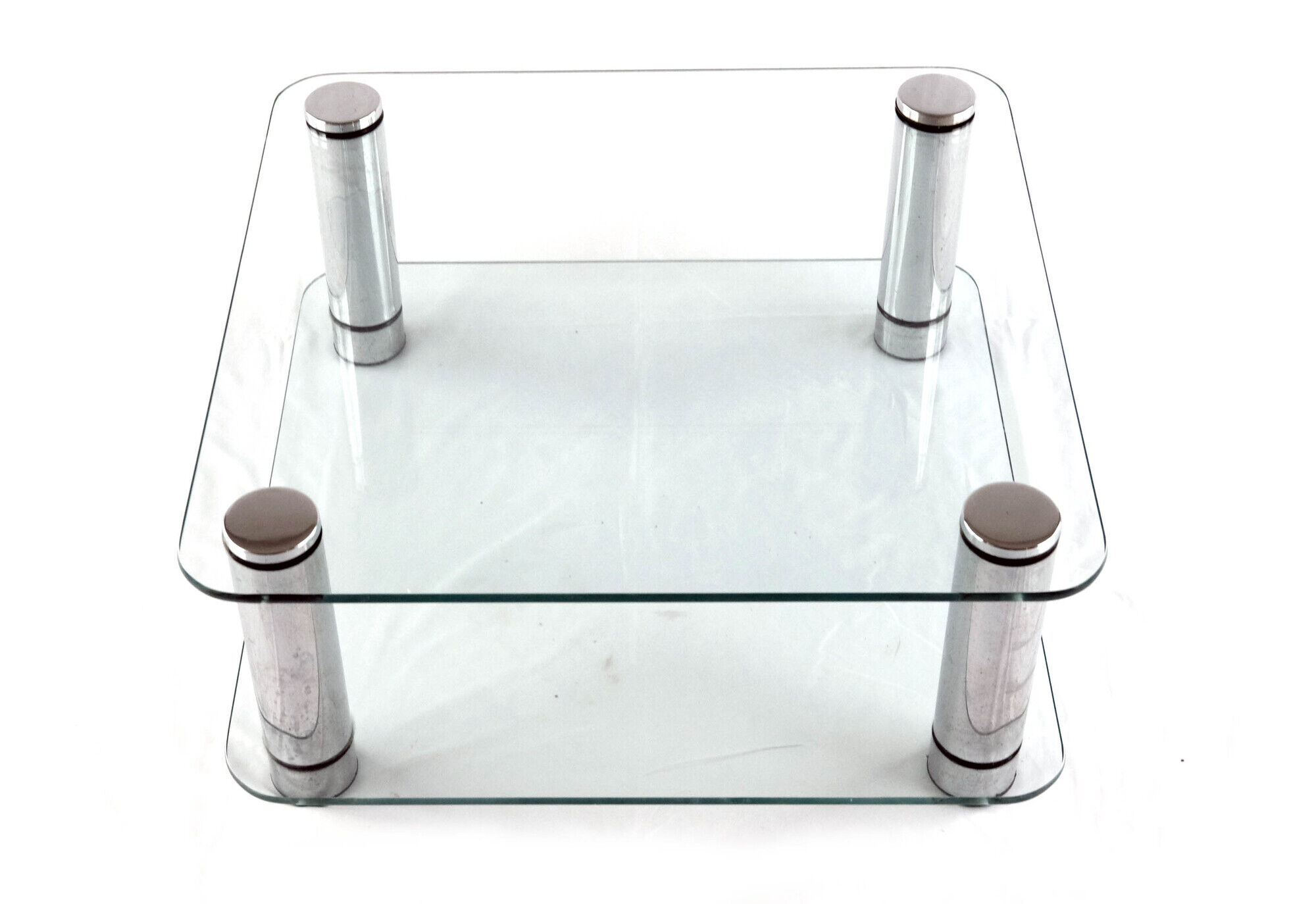 Italian Glass and Chrome Square Coffee Table by by Marco Zanuso for Zanotta, 1960s