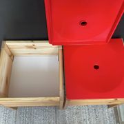 Pair of vintage IKEA pine solid wood stool chests.