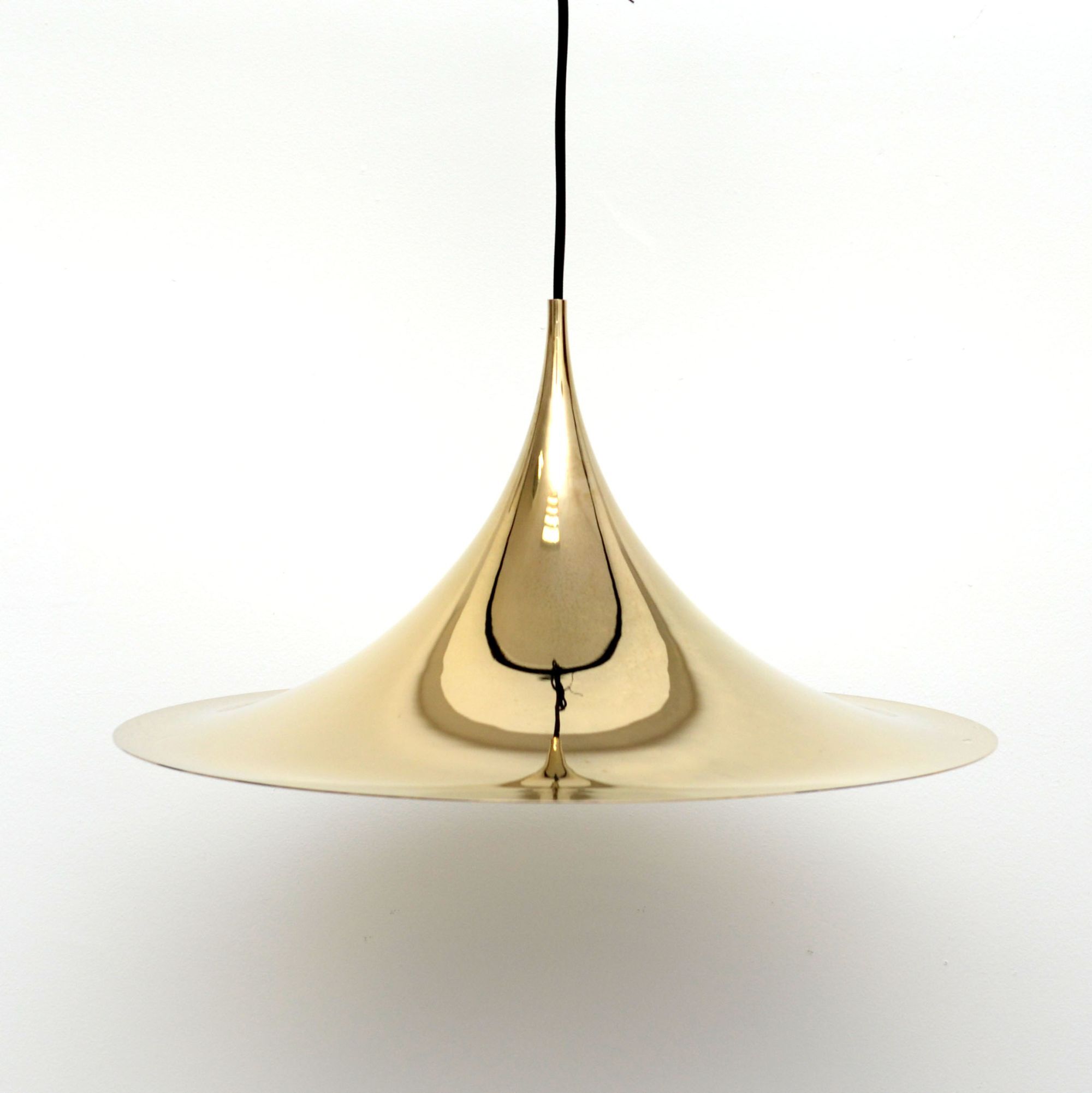 Semi pendant lamp in Brass, Denmark 1970s