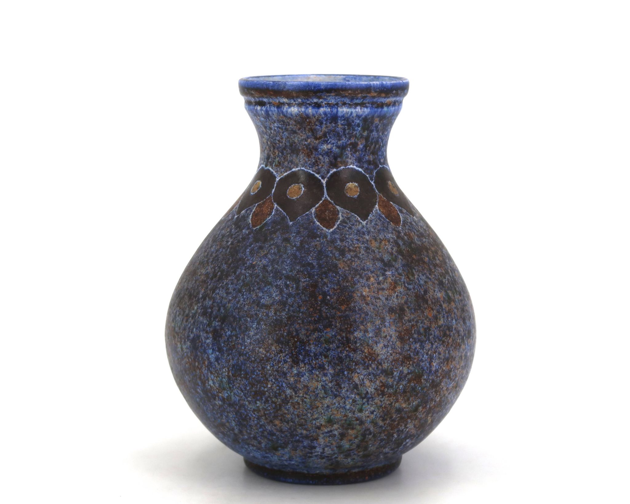 Blue speckled ceramic vase by Bernard Buffat, 1970s.