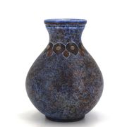 Blue speckled ceramic vase by Bernard Buffat, 1970s.