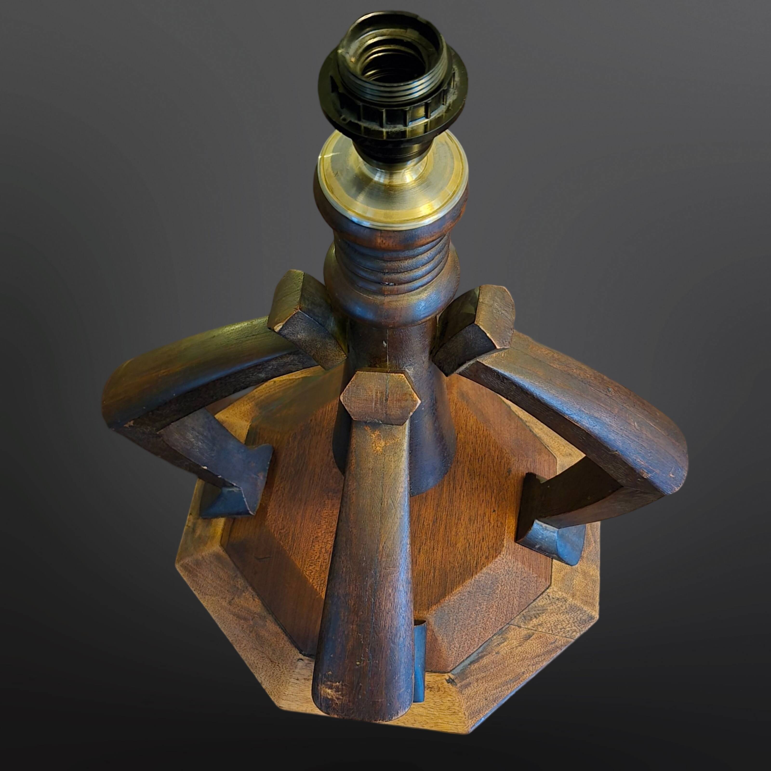 Hand crafted Wabi Wabi table lamp with raffia shade, Netherlands 1930s