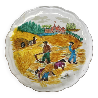 Hand-painted Duralex round plate.