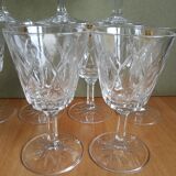 Set of 9 small glasses on foot Vmc Reims France vintage