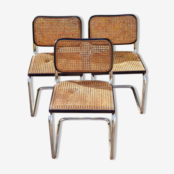 Trio de chaises Marcel Breuer modèle Cesca B32 édition Gavina