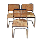 Trio de chaises Marcel Breuer modèle Cesca B32 édition Gavina