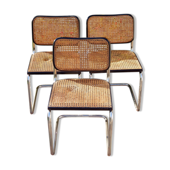 Trio de chaises Marcel Breuer modèle Cesca B32 édition Gavina