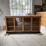 Enfilade de métier en chêne avec portes vitrées