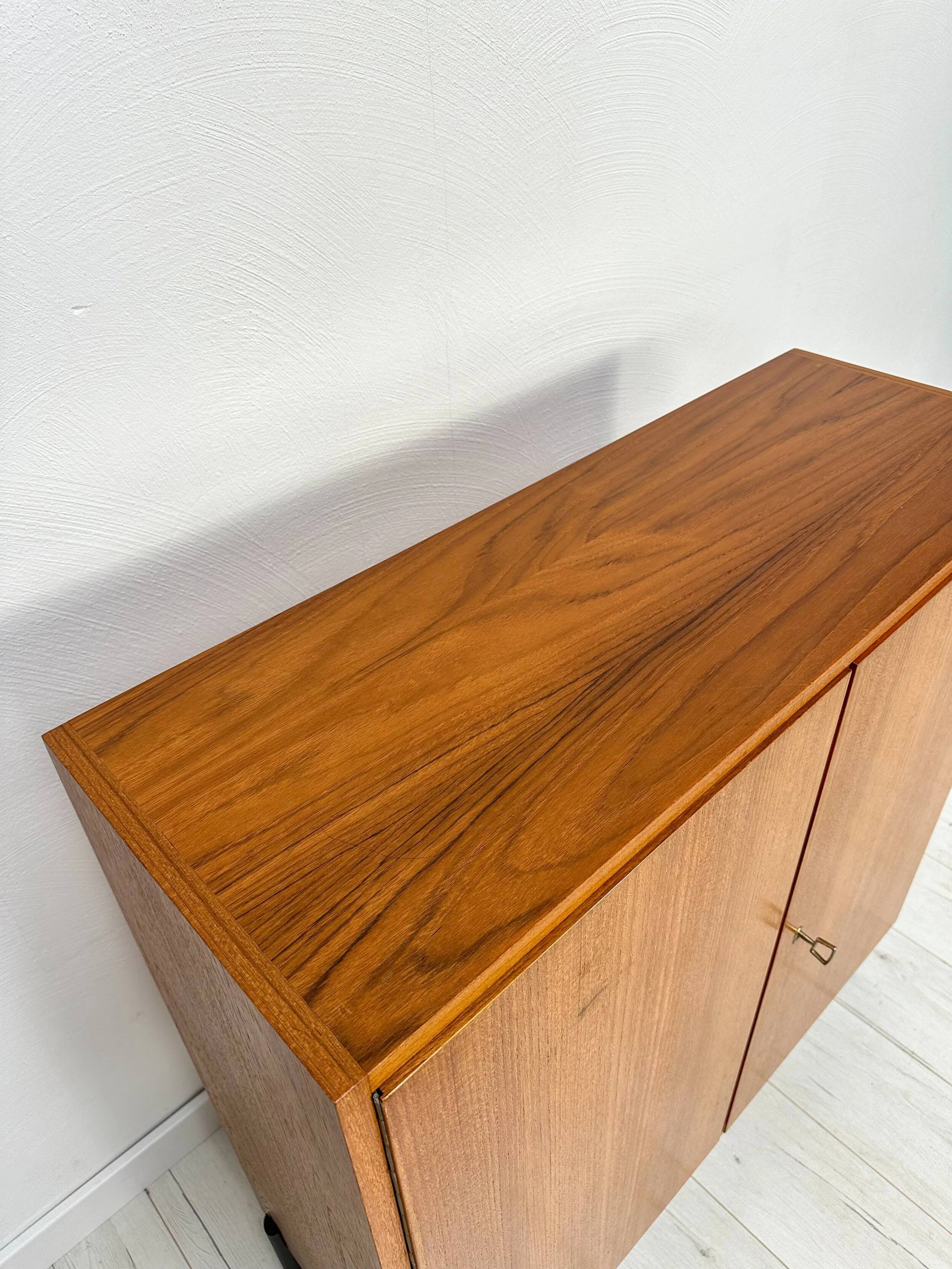 1960s Small Vintage Teak Dresser with Metal Legs