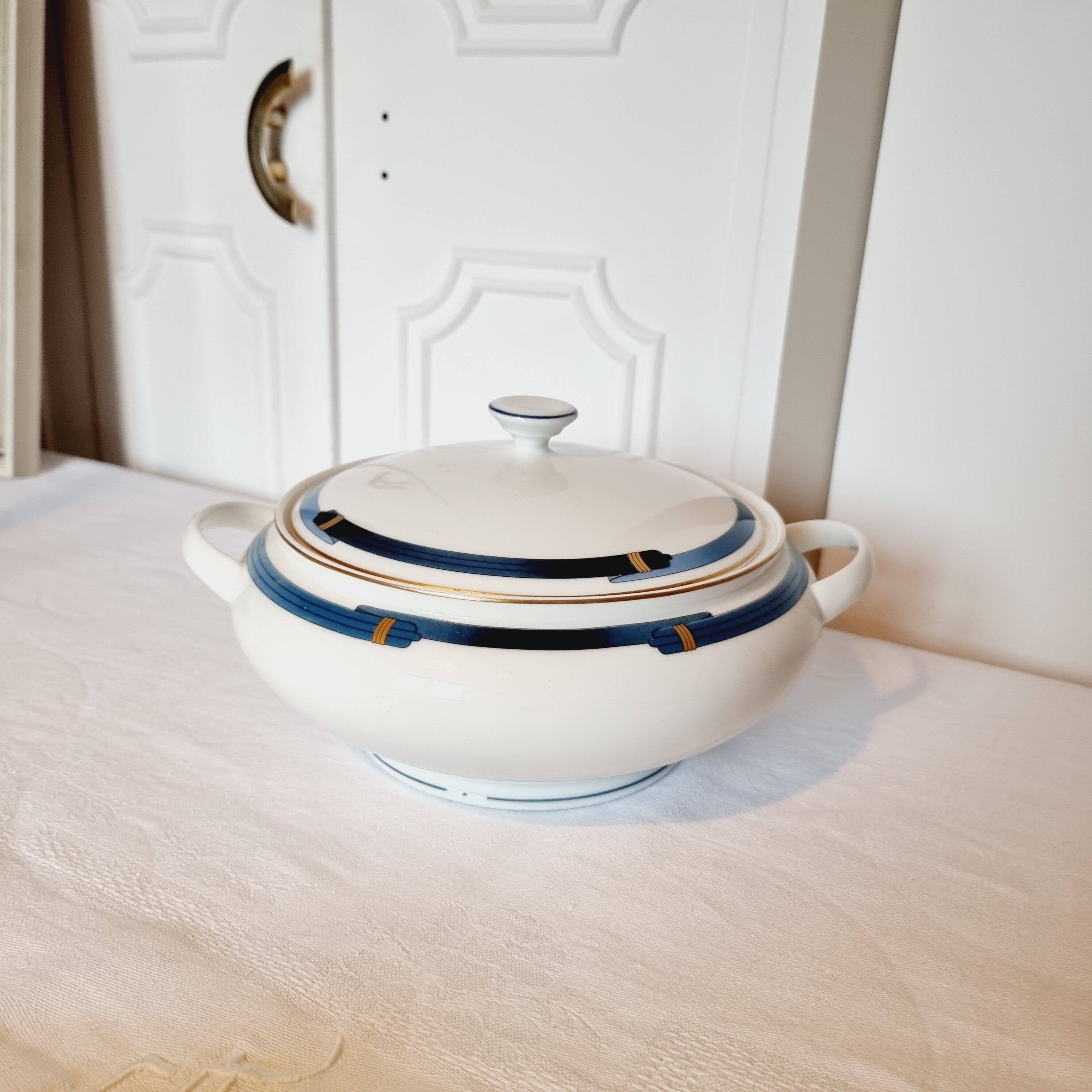 Christofle Pavillon soup tureen for Limoges Model Iriana Blue