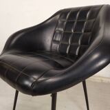 Vintage black skai armchairs