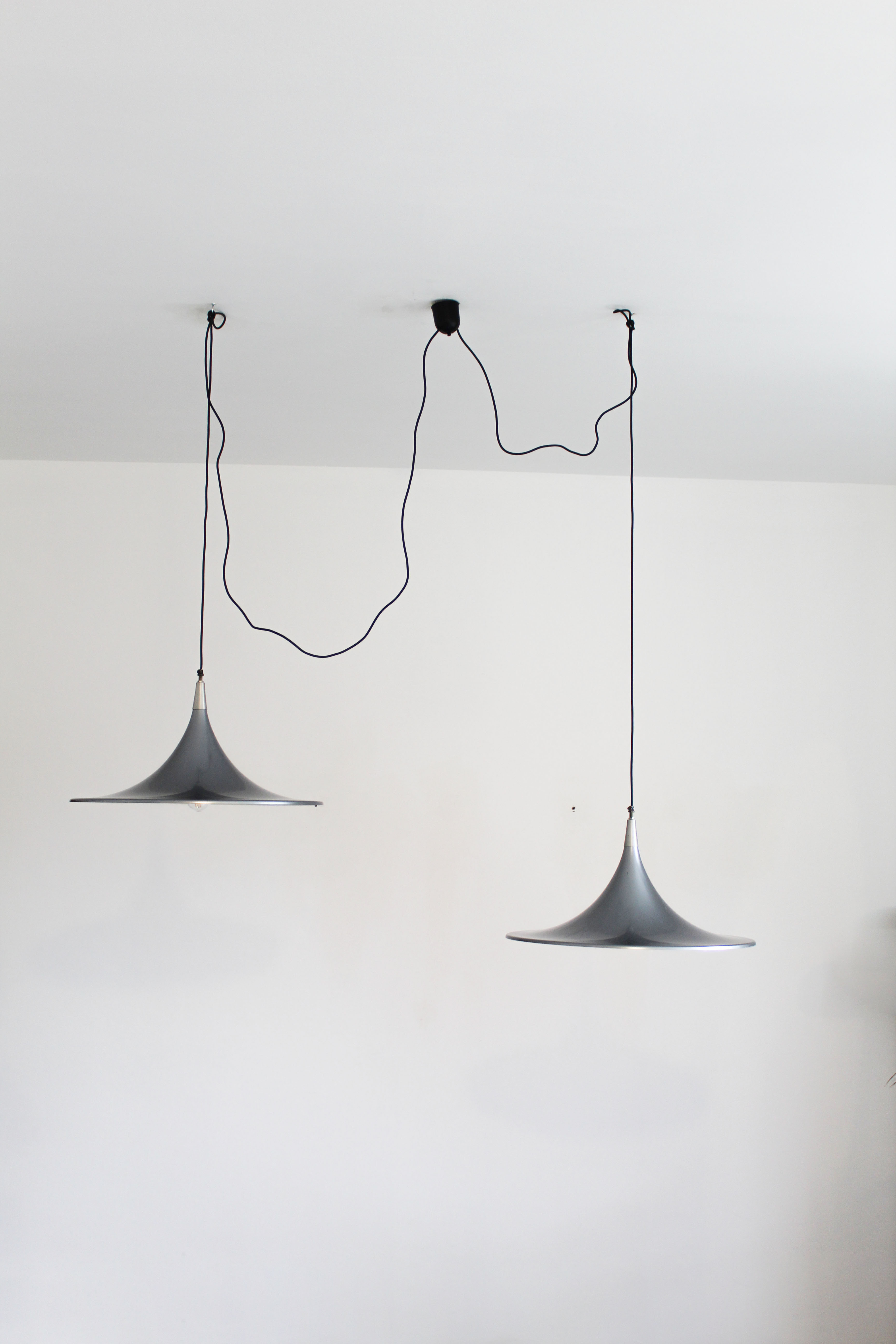 Pair of ceiling chandeliers Goffredo Reggiani, Italy 1980s.