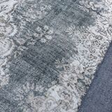 Beige Blue Green Faded oushak Rug