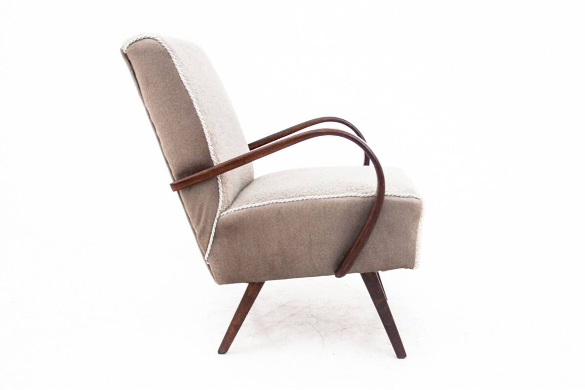 Fauteuil Art Déco beige bouclé, République tchèque