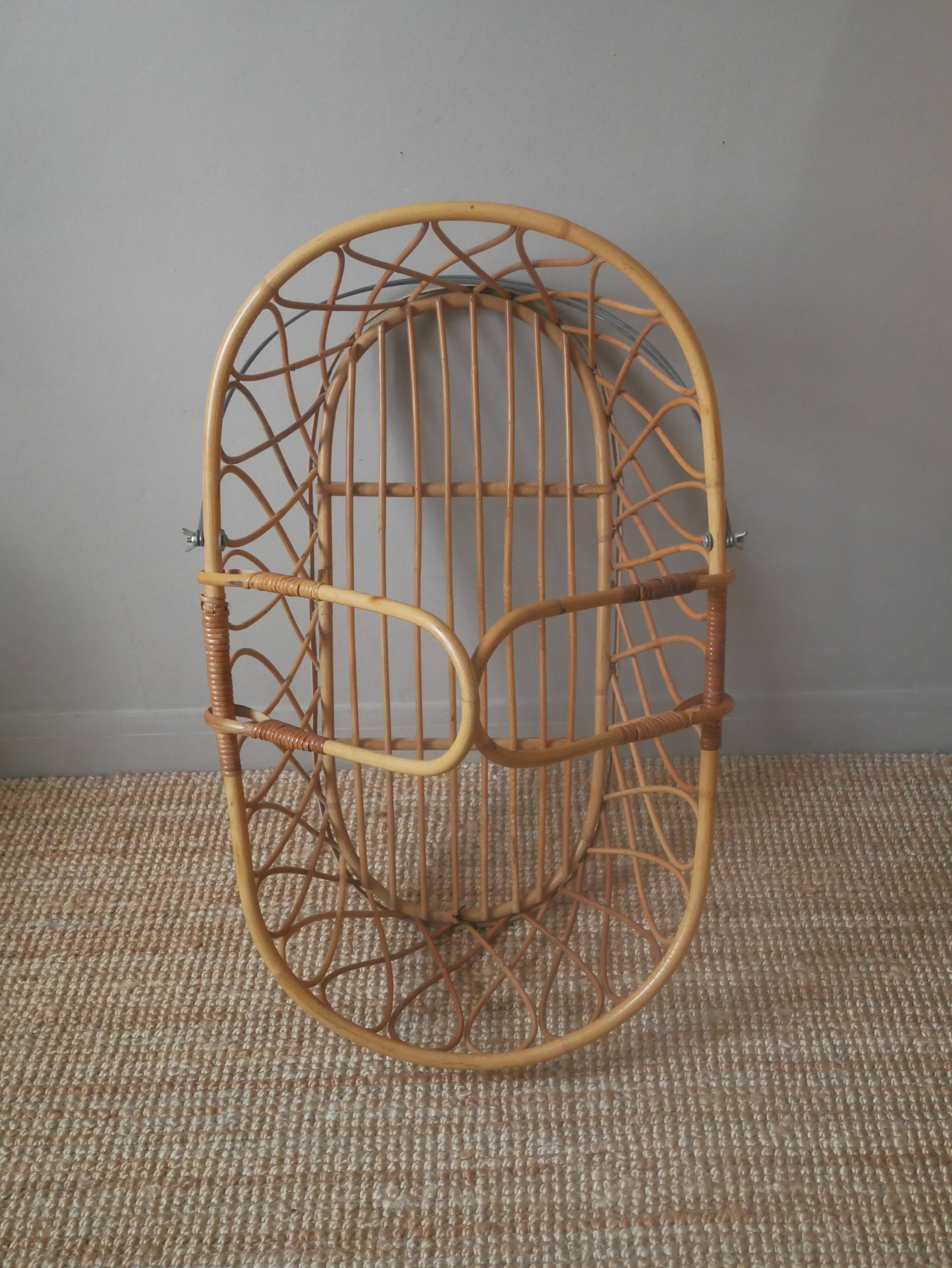 Rattan wicker bamboo basket vintage nacelle handcrafted Scandinavian bohemian boho decoration