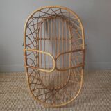 Rattan wicker bamboo basket vintage nacelle handcrafted Scandinavian bohemian boho decoration
