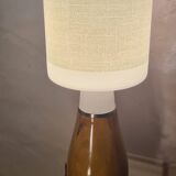 Scandinavian space lamp 1970 in teak and opaline age with dimmer 52x20