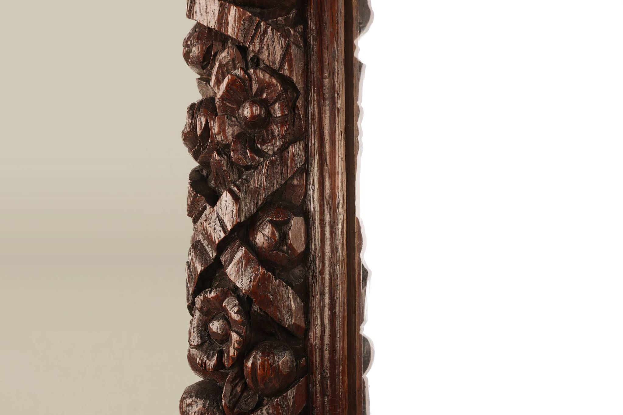 Rare large Antique Baroque or Rococo style hand carved oak mirror, France c