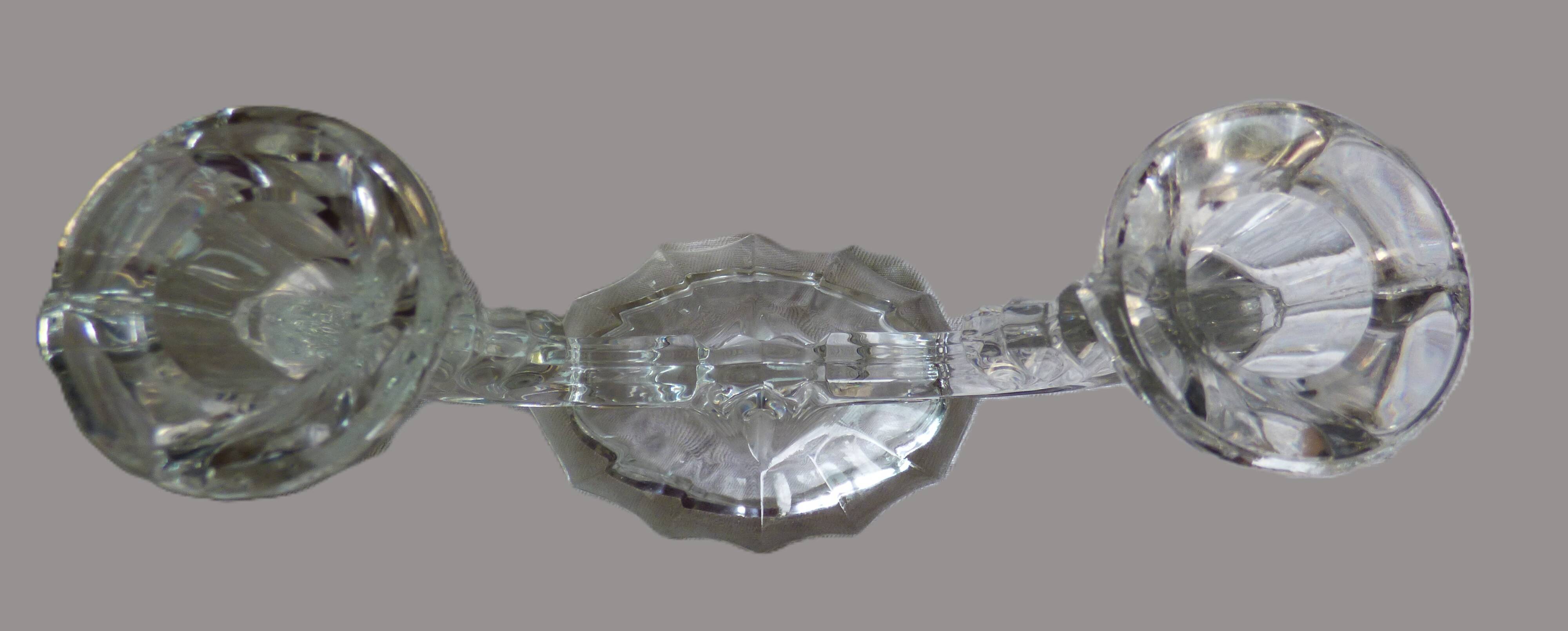 Chic two-armed candlestick chandelier in crystal glass / Excellent condition