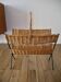 Magazine rack in rattan and black metal 70s design