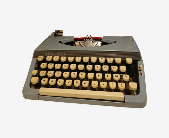 Machine à ecrire brother portable 50's japon avec couvercle boite originale coloris gris