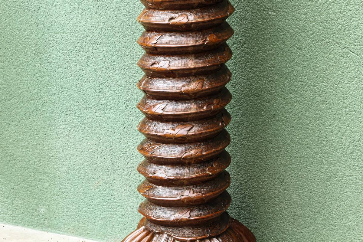 Column, carved walnut press screw, 19th century