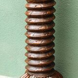 Column, carved walnut press screw, 19th century