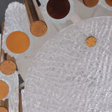 Vintage crystal ice glass round chandelier by Kaiser Leuchten, 60s