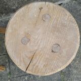 Pair of brutalist wood stools