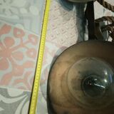 Brass cord wood glass suspension
