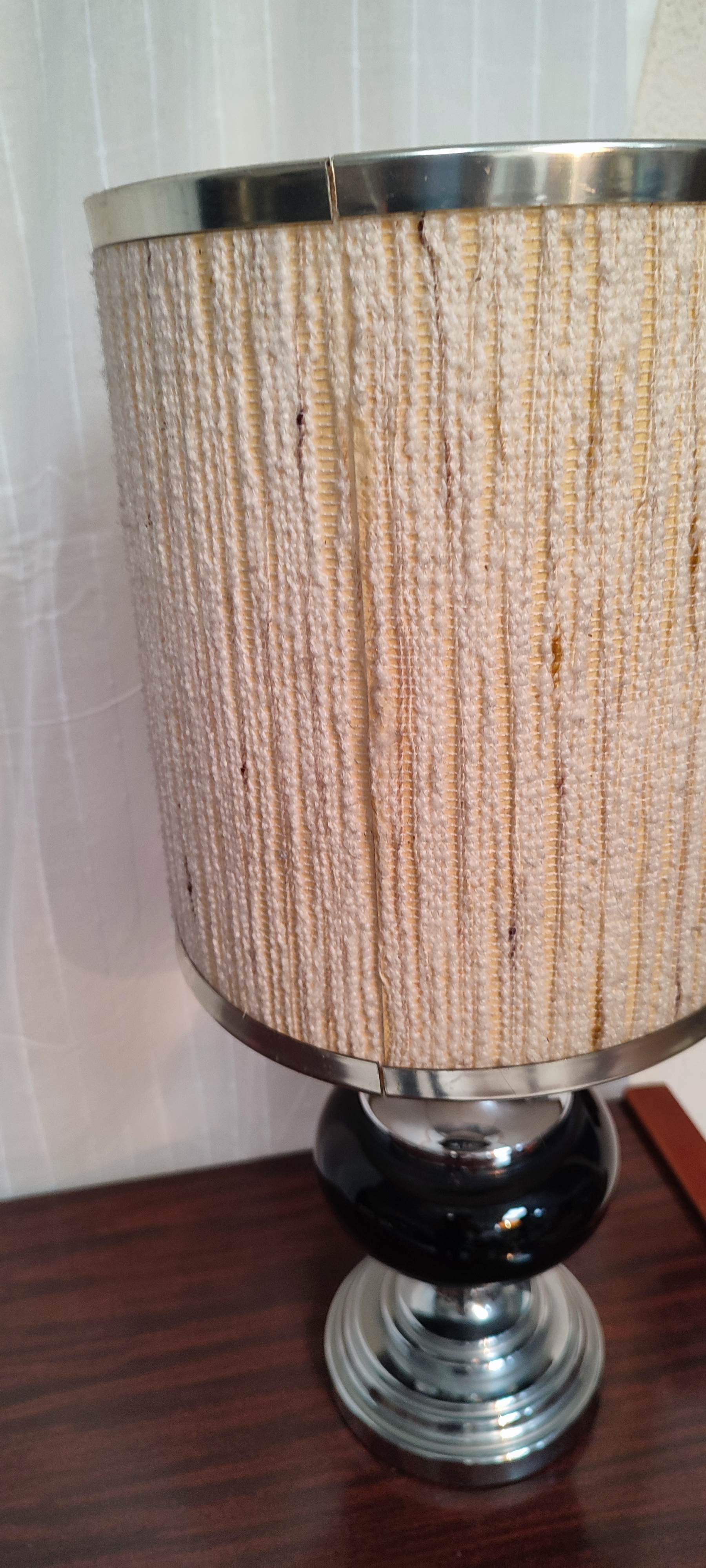 Vintage ceramic table lamp and chrome metal