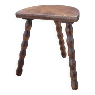 Tabouret tripode demi rond pieds boules