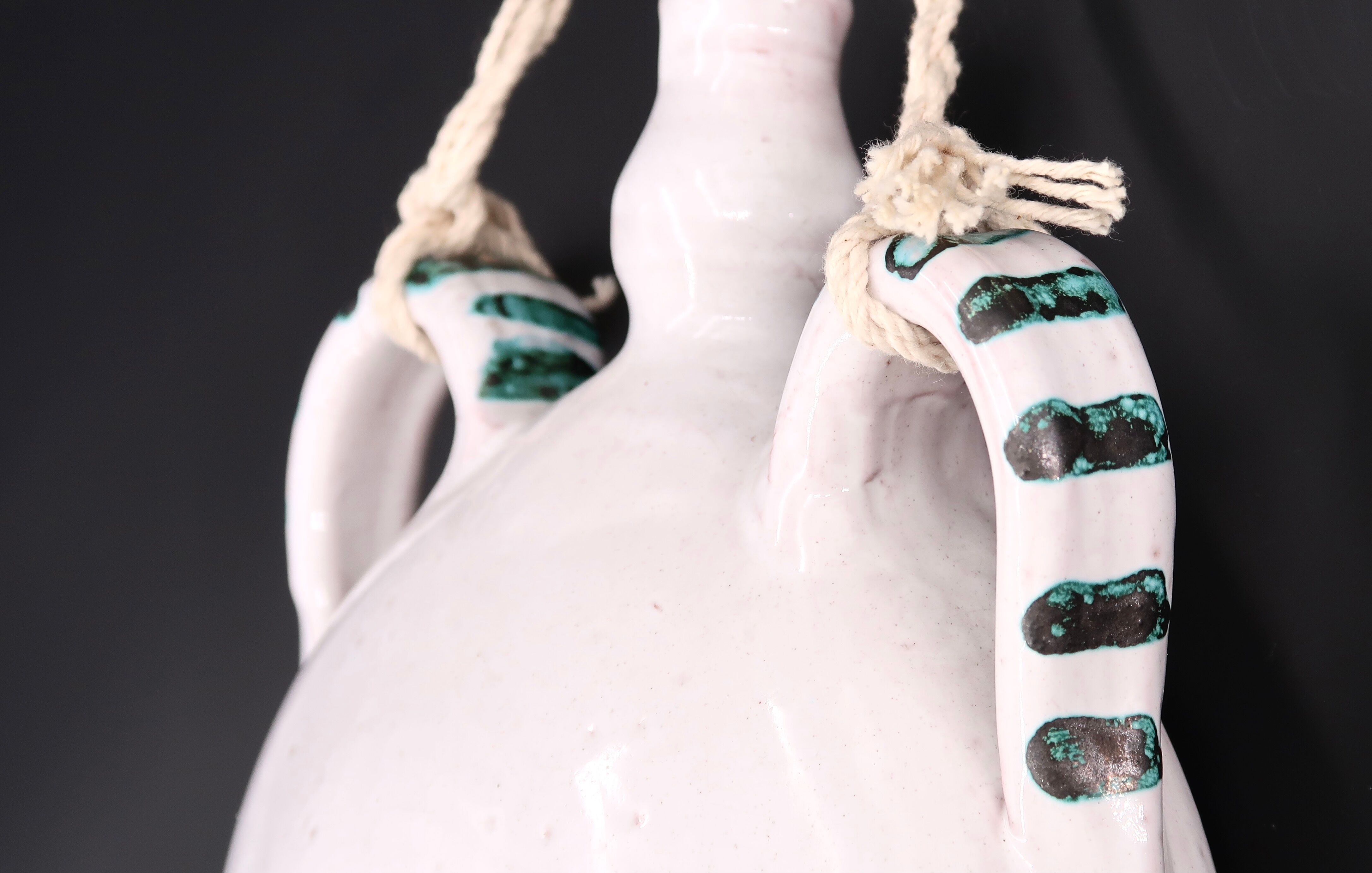 White ceramic wall gourd vase, vallauris