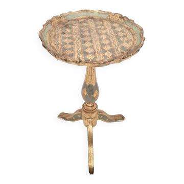 Table à martini trépied en bois doré florentin italien du milieu du siècle en sauge et