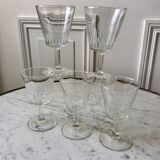 Set of 5 small crystalline glass wine glasses 50-60s