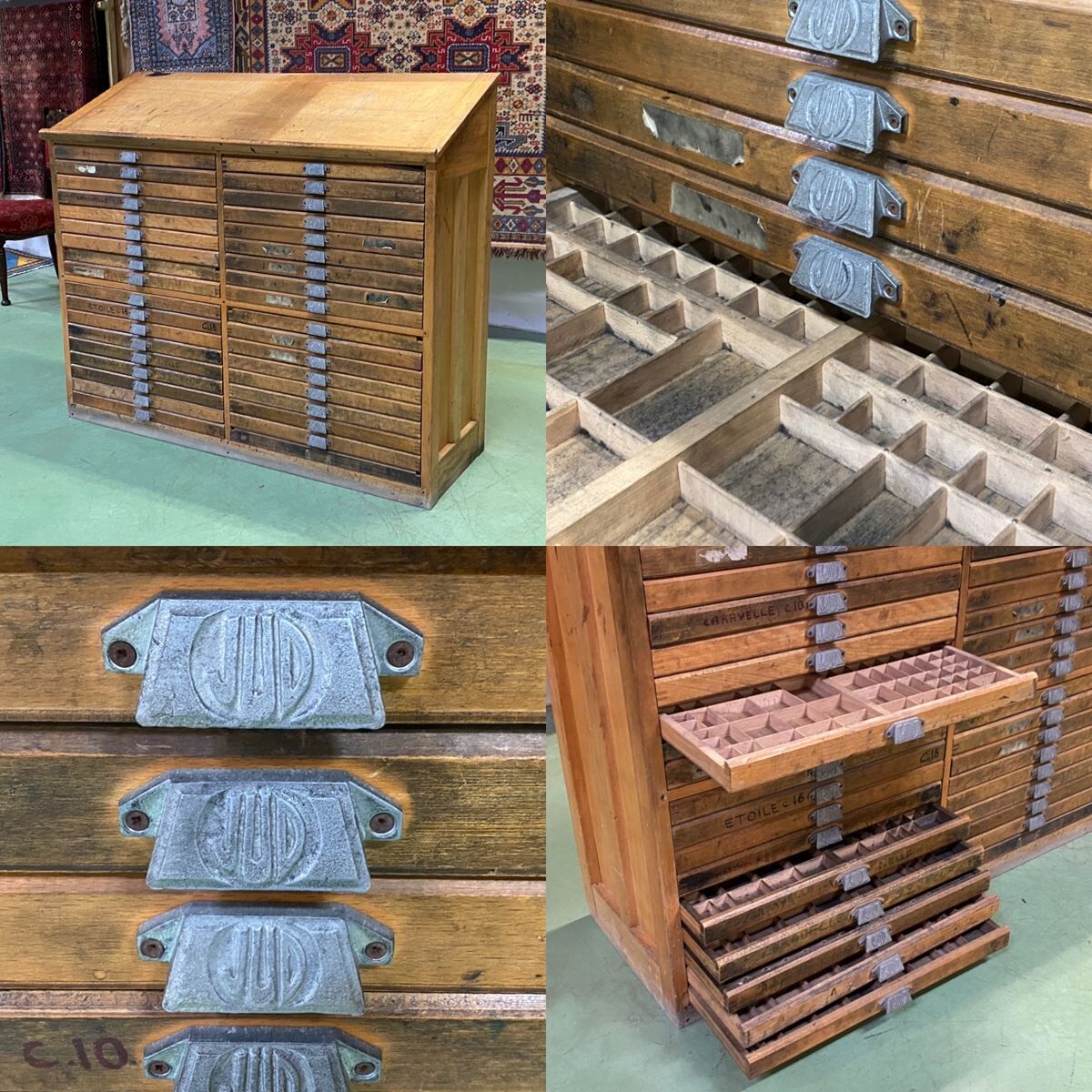 Double oak printer furniture from the 1930s