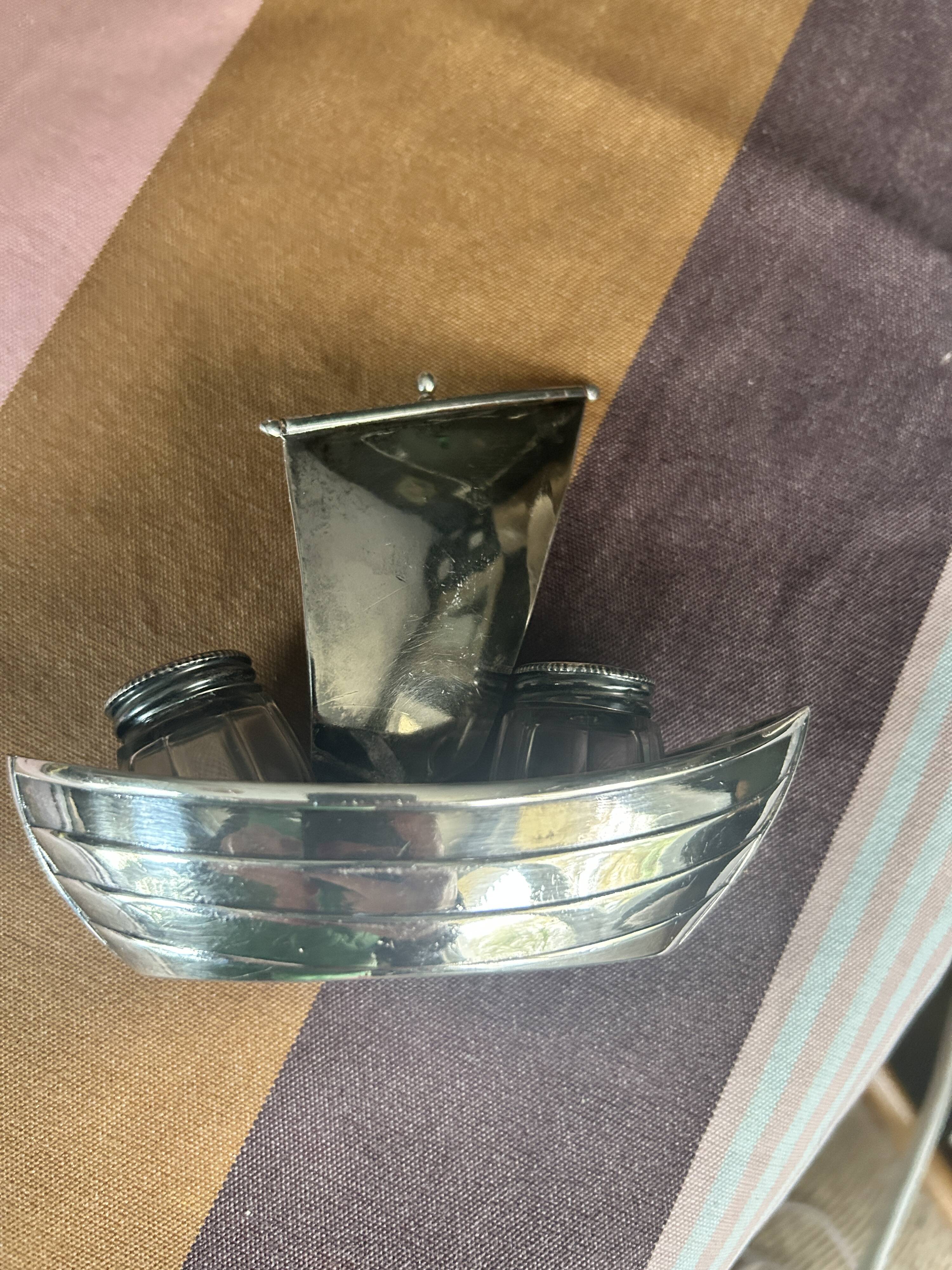 RARE silver-plated salt and pepper shaker set by Cristofle, Gallia collection