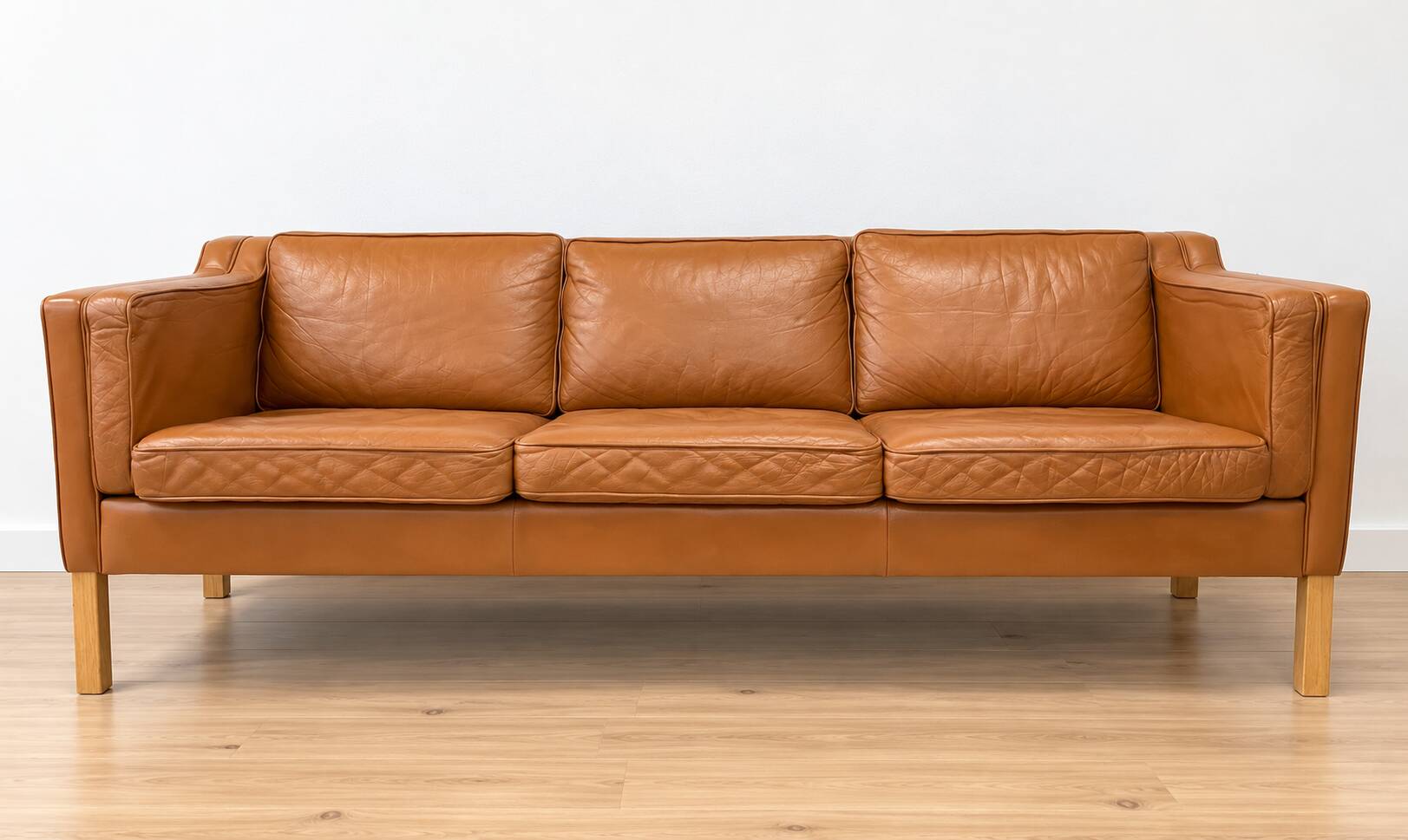 Vintage Danish mid-century 3-person Stouby sofa in cognac leather, 1960s