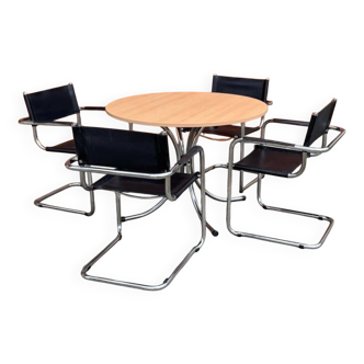Table à manger ronde italienne Effezeta avec chaises, années 1990, lot de 5