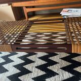 Table basse en teck design danois et porte revue cannage