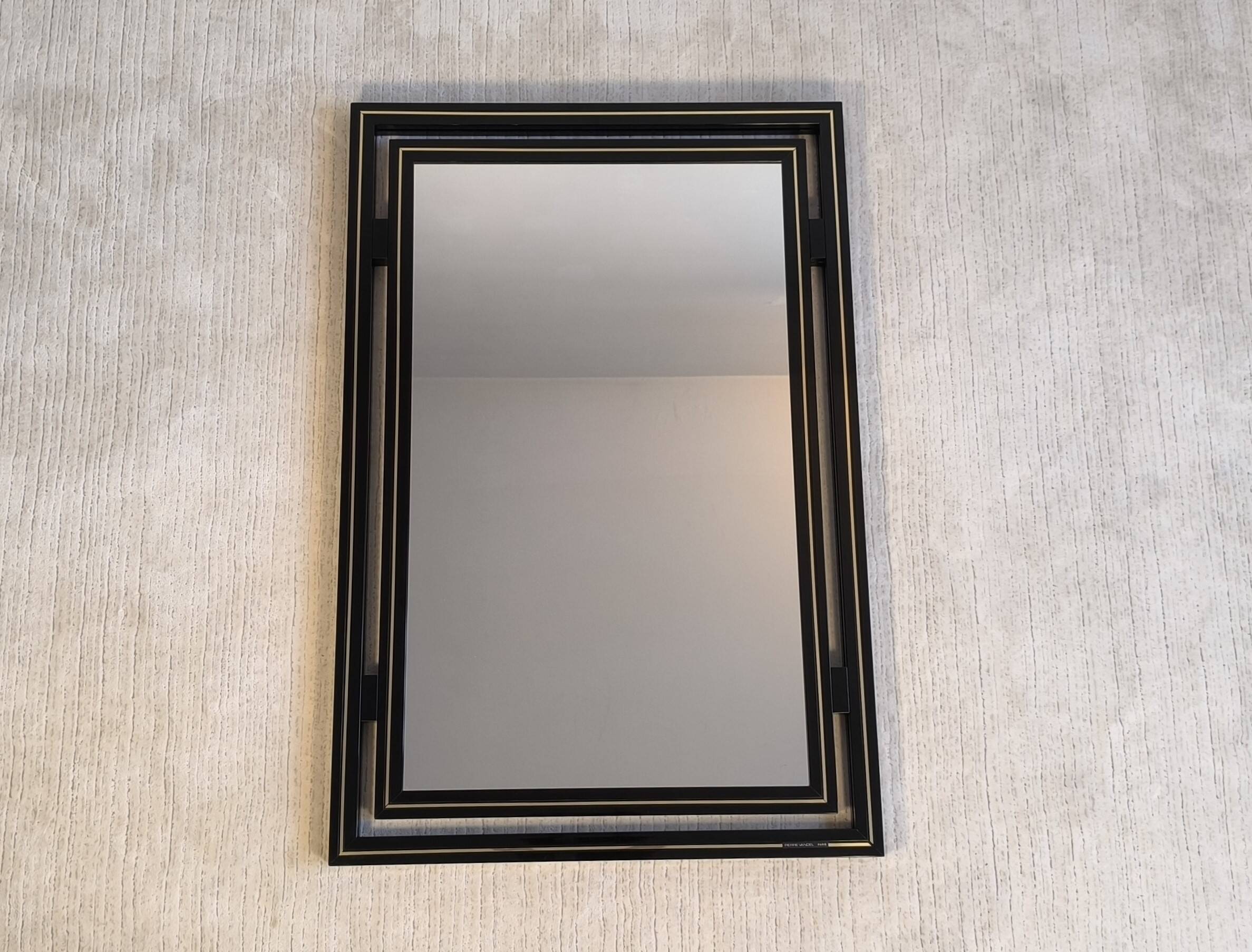 Miroir design Pierre Vandel Paris – Années 80 – Noir laqué