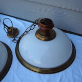 Suspension in white opaline, its edge in aged brass
