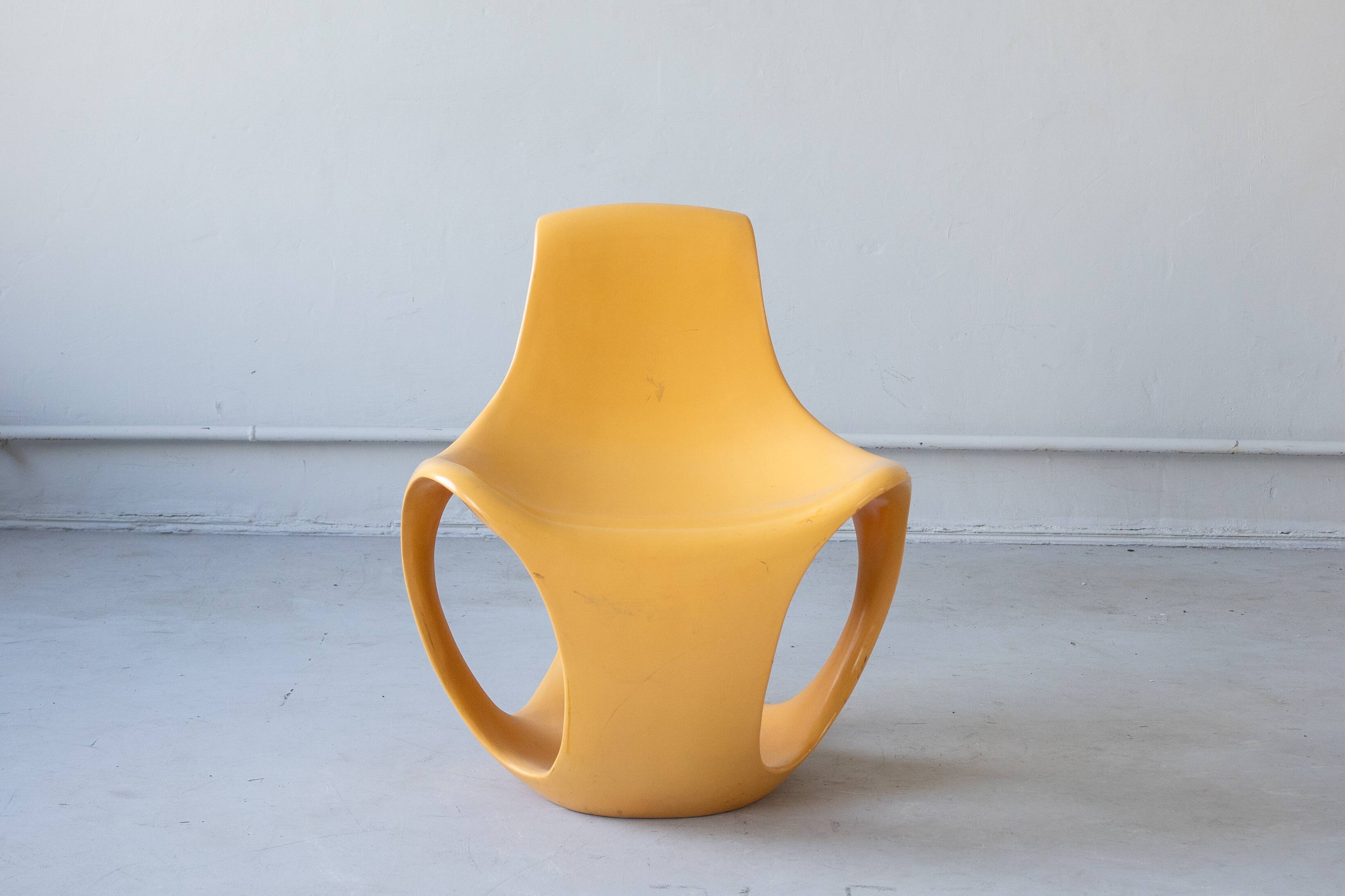 Orange Lacquered Armchair and Coffee Table by Luigi Colani, 1970s, Set of 2