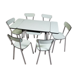 Table et chaises en formica vert menthe