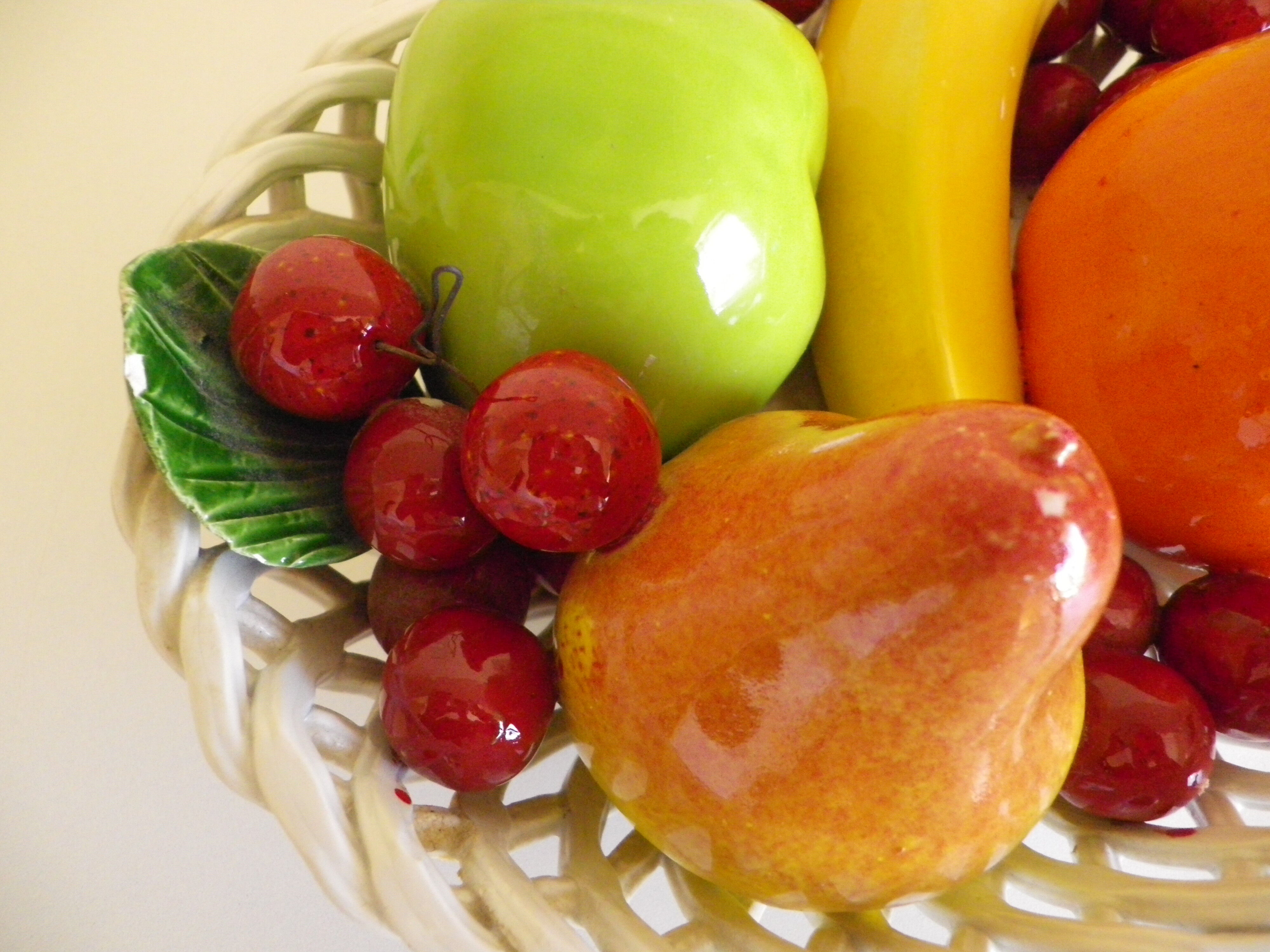Fruit basket, ceramics, interior or table decoration, 1960