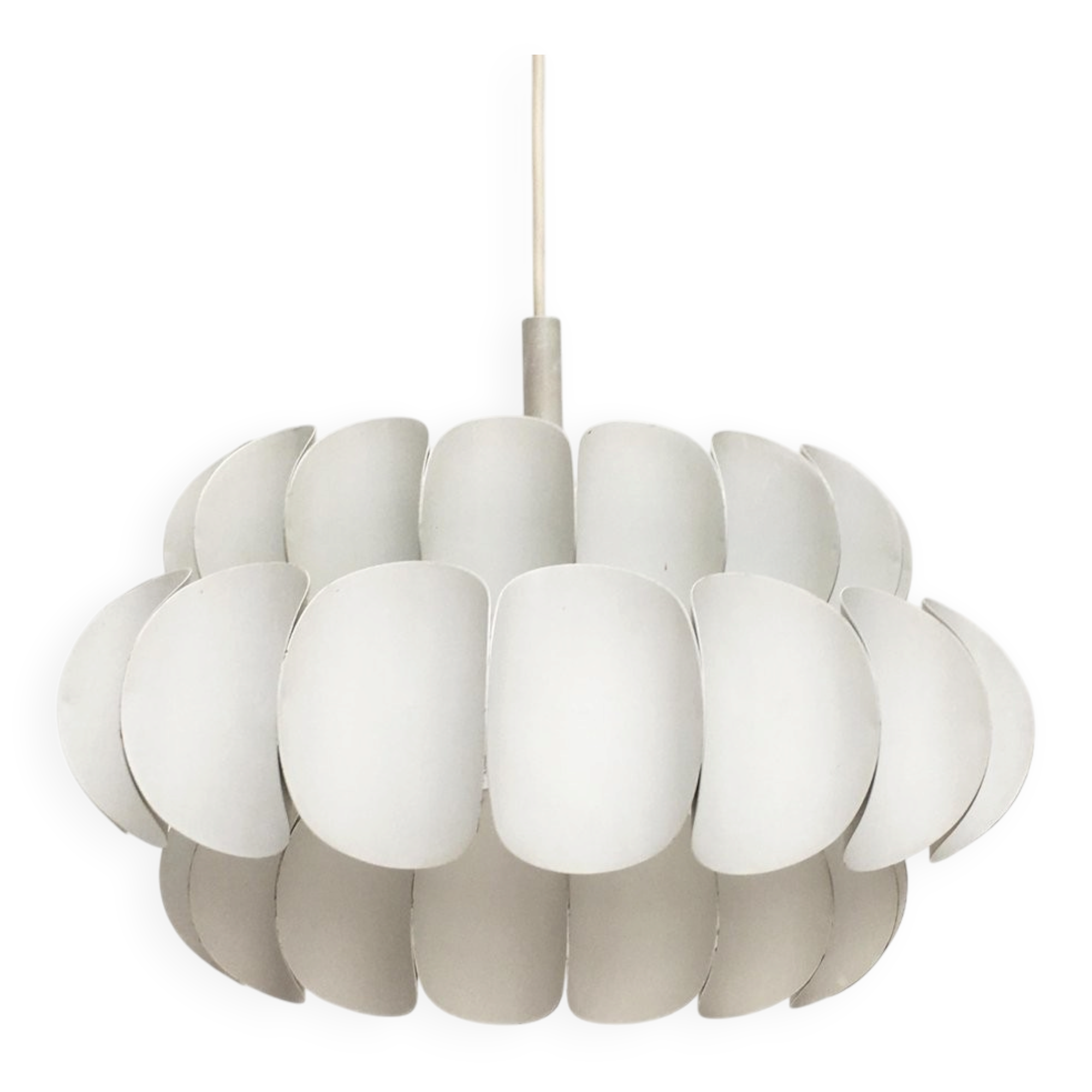 Mid-century white metal Swiss suspension by H. Zender for Temde.