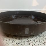 Hammered copper, metal and plastic planter on wheels from the 70s