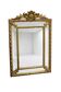 Rectangular glass with a golden frame and a pediment adorned with laurel branches.