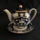 Uzbek teapot, plate, porcelain, collection, ethnic, signed, gilding