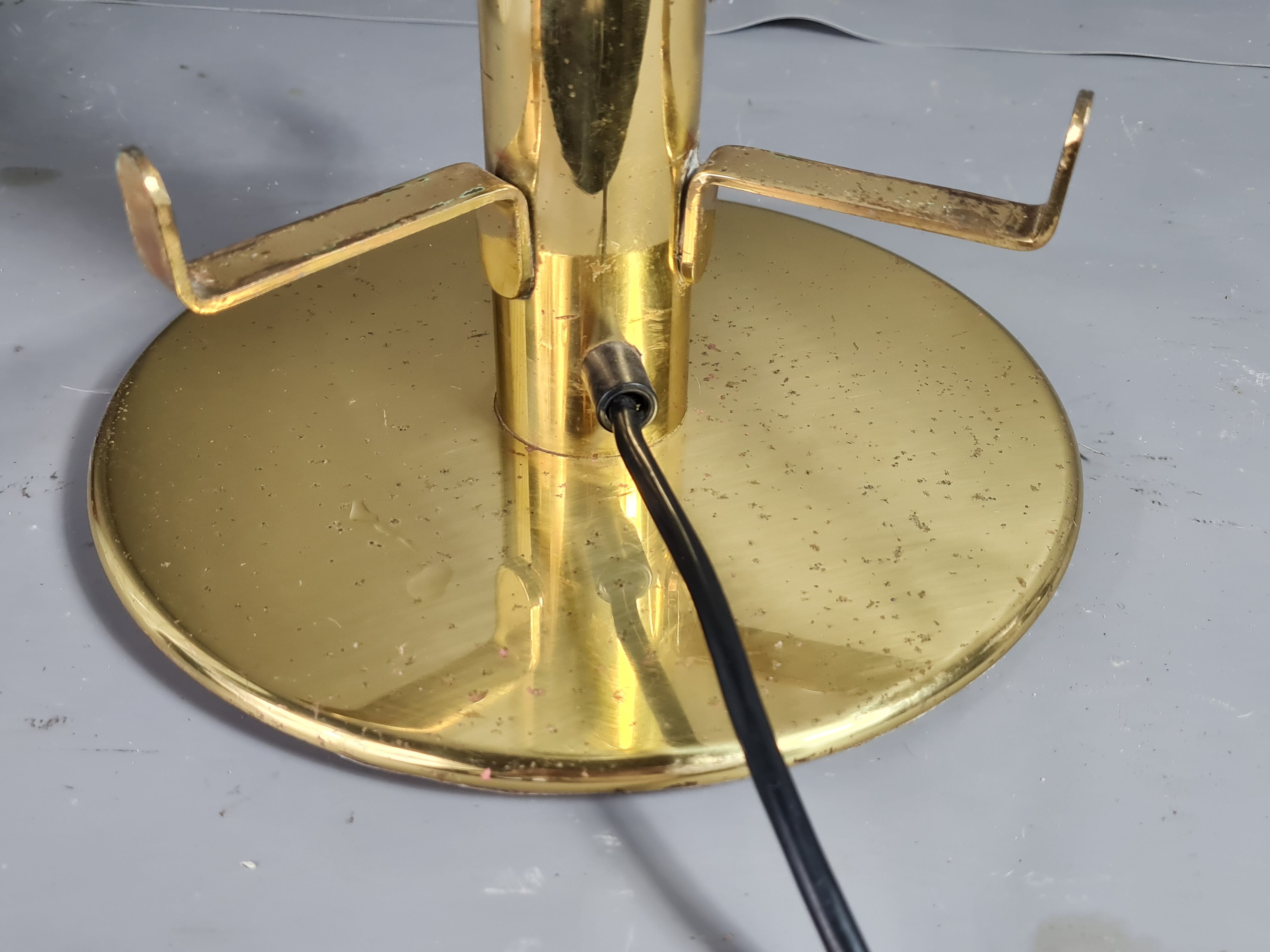 Table lamp blown glass & gold metal Italy vintage 70/80s